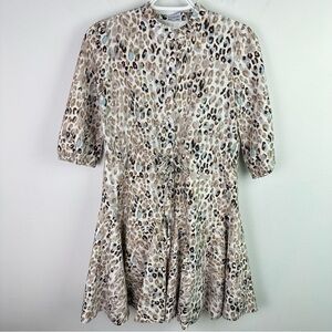 Paisley Animal Print Button Up Flare Dress Size 14